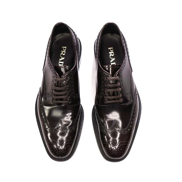 $1,190 PRADA - Brown Leather Brogue Wingtip Derby - US 8 (7UK) main image 5
